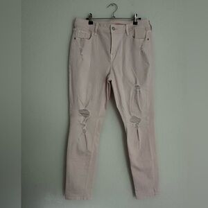 Old Navy | Woman’s Sz 14 | Light Pink Distressed Rockstar Super Skinny Jeans
